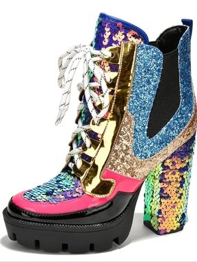 Cape Robbin Heeled Boot Sequin Platform